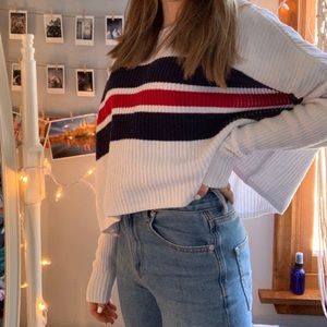 hollister striped cropped sweater